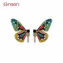 Crystal Cute Women Boho Jewelry 3D Wing Colorful Rhinestone Earring Butterfly-sh - £7.71 GBP