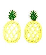 YELLOW PINEAPPLE FRUIT CHARM PENDANT DROP DOWN DANGLE STUD EARRINGS SET ... - €4,90 EUR