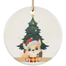 Funny Baby Fox Pine Tree Ornament Merry Christmas Gift Decor For Animal Lover - £11.59 GBP