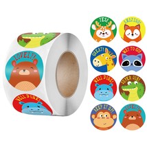 500pcs/roll Reward Sticker Cartoon Animals for Kids 1 Inch 8 Designs School - £9.58 GBP+