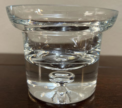 Crate And Barrel Krosno Controlled Bubble Base Candle Holder Clear Glass - £14.23 GBP