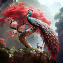 Beautiful Peacock On A Tree - £10.16 GBP