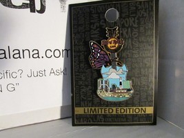 Hard Rock Cafe Collector Pin Back Butterfly Guitar 2017 Atlantic City NJ - $9.85