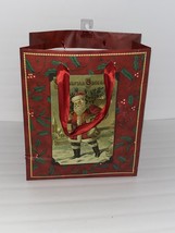 Santa Claus  Bag Christmas Holiday Gift Bag Red Handles - £3.99 GBP