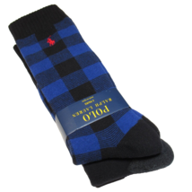 Polo Ralph Lauren Men&#39;s Thick Socks Buffalo Plaid Combo 2 Pair Royal &amp; Blk 10-13 - £17.75 GBP