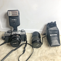 Minolta XG-M with Flash &amp; Minolta MD 50mm 1:2 &amp; OSAWA MC1:3.5-4.5 35-70M... - $94.05