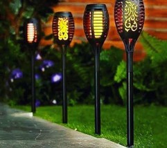 3-12&#39;s Large LED Solar Power Torch Light Flickering Flame Garden Waterproof Lamp - £23.45 GBP+