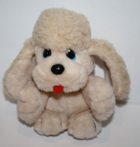 Marchon Cream Plush Puppy Dog Poodle 8&quot; Soft Toy Blue Eye Small Stuffed Vtg 1985 - $57.09