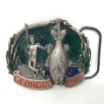 VTG Georgia State Record Fishing Belt Buckle Fish Largemouth Bass Great American - £38.69 GBP