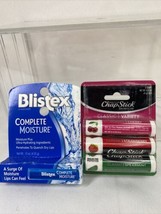 (2) ChapStick &amp; Blistex Lip Balm Complete Moisture 0.15oz Cherry Strawberry - £4.82 GBP