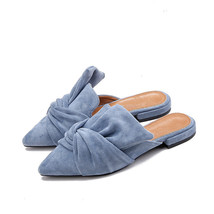 Women Slippers Flock Bowtie Female Mules Shoes Fashion Low Heels Casual Shoes Po - £27.79 GBP