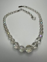 Vintage W Germany Aurora Borealis Graduated Bead Necklace 13.5”-16” 5mm-11mm - £23.74 GBP