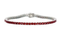 4 mm Round Garnet Bracelet 925 Silver Garnet Tennis Bracelet Red Stone Bracelet  - £51.31 GBP