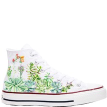 Sucker for Succulents - Custom White High Top Converse - Men&#39;s And Women... - $169.00