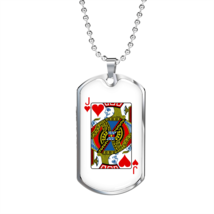 Jack of Hearts Gambler Necklace Stainless Steel or 18k Gold Dog Tag 24&quot; Chain - £37.53 GBP+