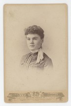 Antique Circa 1880s Cabinet Card Beautiful Young Woman Scarf Duryea Brooklyn, NY - £8.83 GBP