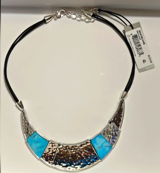 Robert Lee Morris SOHO Turquoise Plate Necklace - £60.89 GBP