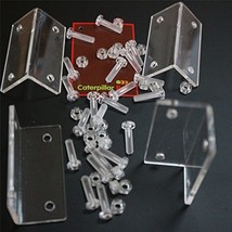 4 x Angled L Brackets, Polished Clear Transparent Perspex Acrylic + 20x ... - $24.74