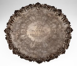 AB Savory &amp; Sons Sterling Silver 12&quot; Salver Dedicated to Rev. Parkin 1865 - £2,855.81 GBP