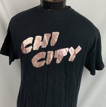 Vintage Chicago T Shirt Chi City Town Sin Tee Black Crew Logo Promo Men’s Large - £15.43 GBP