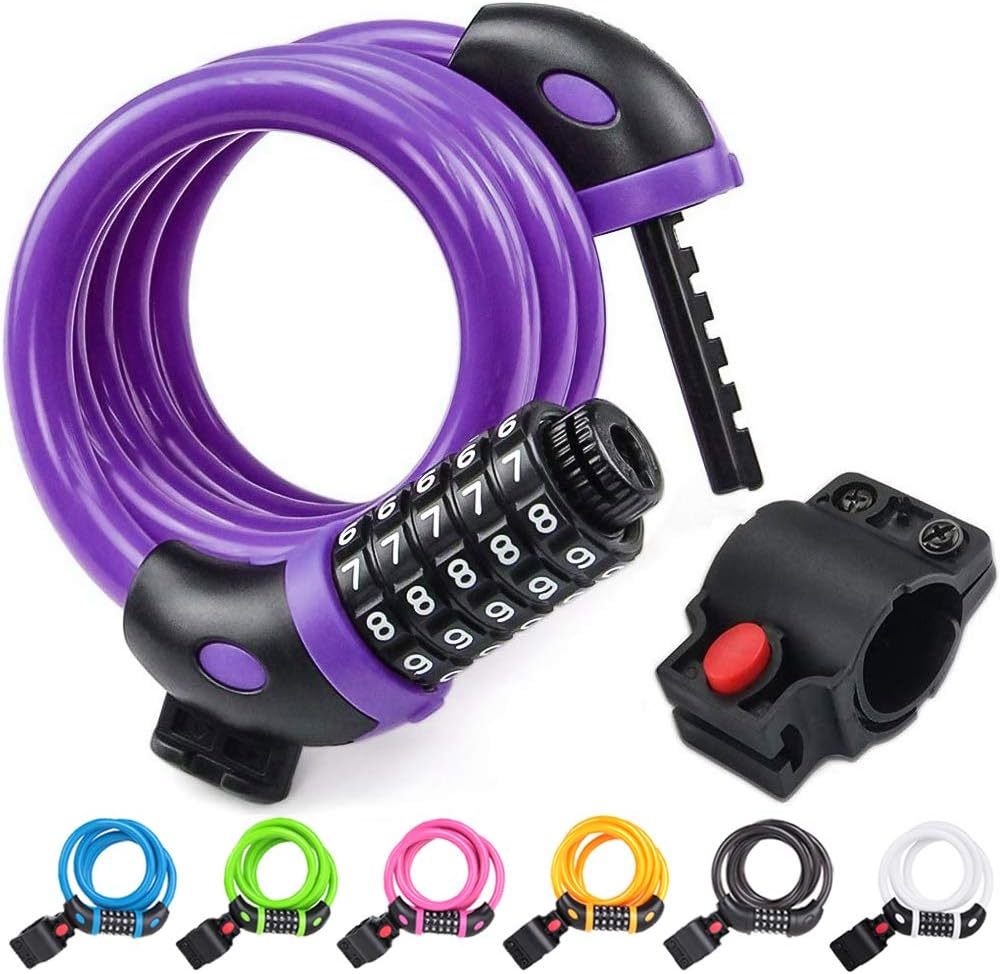 Ndakter Bike Lock, 5 Digit Resettable Combination Coiling Bicycle Lock, ... - $30.97