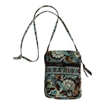 Vera Bradley Mini Hipster Java Blue Cross-Body Purse Bag Floral Brown Teal - £20.56 GBP