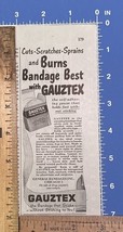 Vintage Print Ad Gauztex Bandage Self Adhering Gauze Chicago 6.5&quot; x 2.5&quot; - $6.85