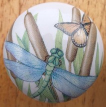 Cabinet Knobs  DragonFly in Reeds cat tails #1 - £4.16 GBP