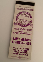 Superior Matchbook Saint Albans WV Moose Lodge 868 Advertise Vintage USA - £10.94 GBP