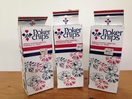 Lot 300 Arrco Stacking Interlocking Red White Blue Plastic Poker Chips 1... - $14.84