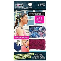 Scunci 2 in 1 Hair + Wrist Band 2 Piece Set Magenta &amp; Multi Color New - £7.46 GBP