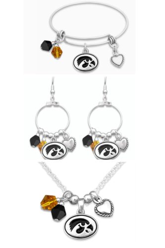 Iowa Hawkeyes Haute Wire 3 Piece Necklace, Bracelet and Earrings Set