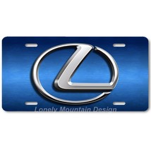 Lexus &quot;L&quot; Logo Inspired Art on Blue FLAT Aluminum Novelty Auto License Tag Plate - £14.38 GBP