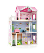 Wooden Dollhouse with Working Elevator and Rotatable Staircase-Pink - Co... - $2,821.57 MXN