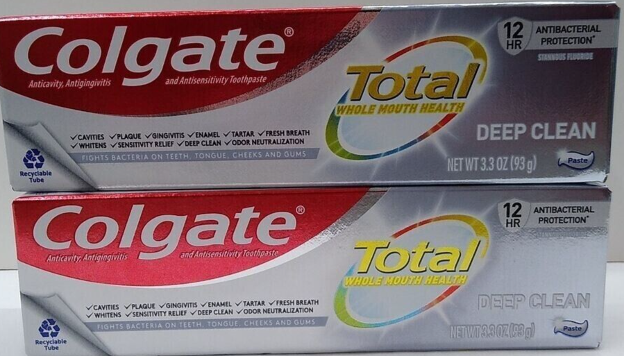Lot of 2 Colgate Total Deep Clean Toothpaste 3.3 oz Exp 2/2025 - $11.99
