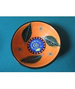 Pottery Studio Bowl Signed E. Adams Orange And Leaves Decor 1 3/4 X 5&quot; S... - $636.53 MXN