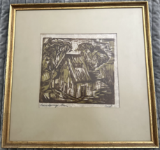 Vintage Texas Artist Nellie Buel (1908-2002), &quot;Leon Springs, Texas&quot;, Woodblock - £242.90 GBP