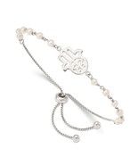 Sterling Silver Hamsa Adjustable Bracelet with Freshwater Cultured Pearls - €54,90 EUR