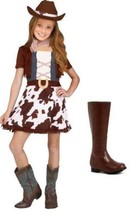 Girls Cowgirl Halloween Costume Rodeo Rider Dress Hat Scarf &amp; Cowboy Boots - 4/6 - $29.70