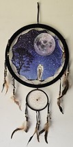 Wolf Moon Stars Night Sky Tree Animal Indian Dreamcatcher 2 Rings - £12.95 GBP