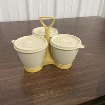 VINTAGE TUPPERWARE HARVEST CONDIMENT CADDY SERVER SET WITH BOWLS AND LID... - £10.94 GBP