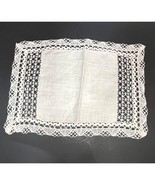 Vintage Linen Rectangular Doily Crochet Edge - $221.44 MXN
