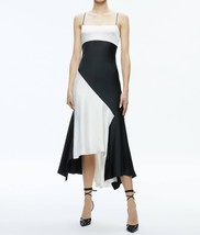 Alice + Olivia Rosa Asymmetrical Midi Slip Dress Off White/black - $516.17 CAD