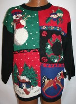 Women&#39;s Vintage 90s Gladys Bagley Work In Progress Ugly Christmas Sweater Sz M - £19.77 GBP