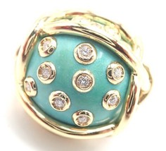 Authentic Vintage Verdura Polka Dot 18k Yellow Gold Diamond Turquoise Large Ring - £8,821.47 GBP