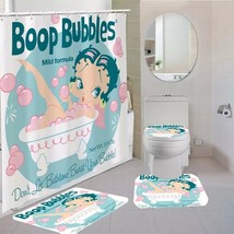 Betty Boop Bubbles Bathroom Shower Curtain Toilet Seat Cover &amp; Rugs Set - £48.50 GBP