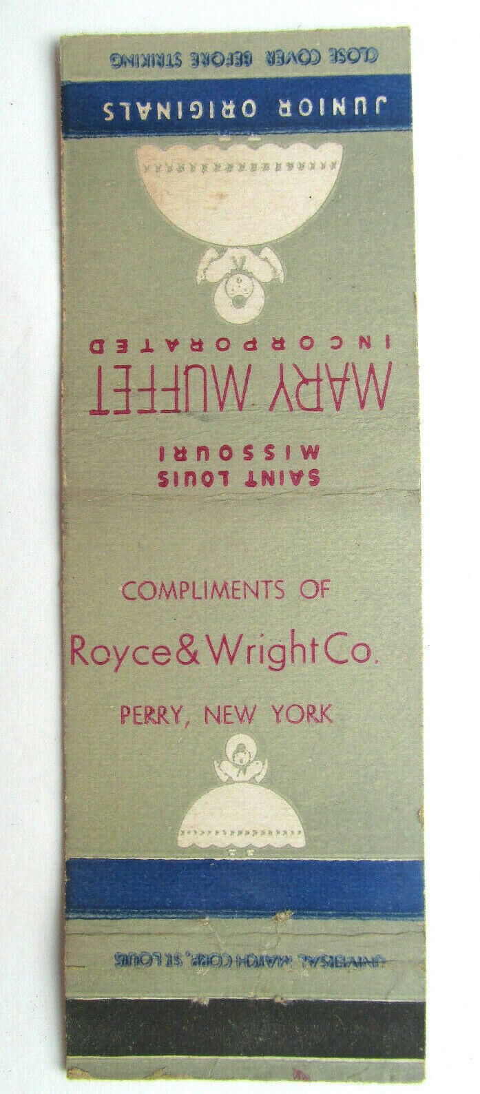 Primary image for Royce & Wright Co. - Perry, New York Matchbook Cover Marry Muffet St. Louis, MO