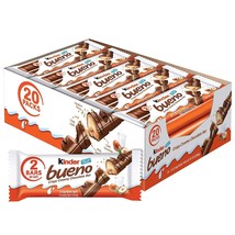 Kinder Bueno Chocolate and Hazelnut Chocolate Bars, 2 Bars, 1.5 oz, 20 Pack - £23.88 GBP