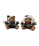 Pair Christmas Bears 5&quot; Resin Merry Christmas Happy Holidays Unbranded V... - £10.38 GBP