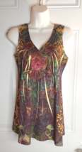 One World &#39;Live &amp; Let Live&#39; Sleeveless V-Neck Tunic Top Blouse Size Small - £11.04 GBP